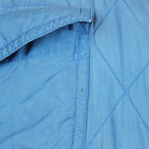 Vintage Carole Little Blue Quilted Silk Zip Up Home Coat Jacket - Picture 15 of 16